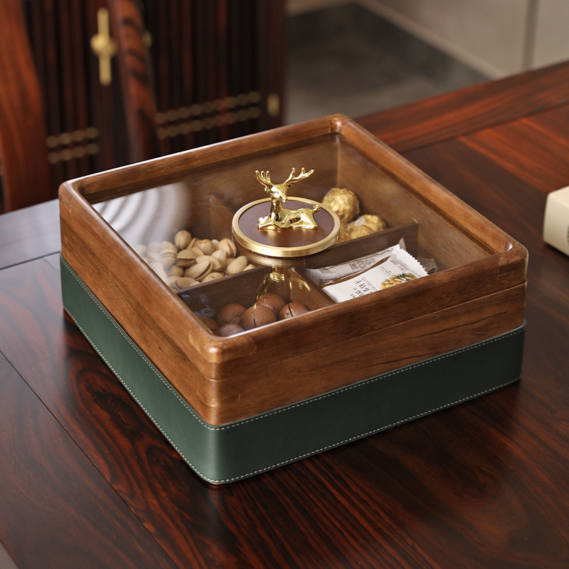 New Chinese-style wooden living room coffee table, dried fruit box, married, household candy box, melon seed plate, storage box, fruit plate