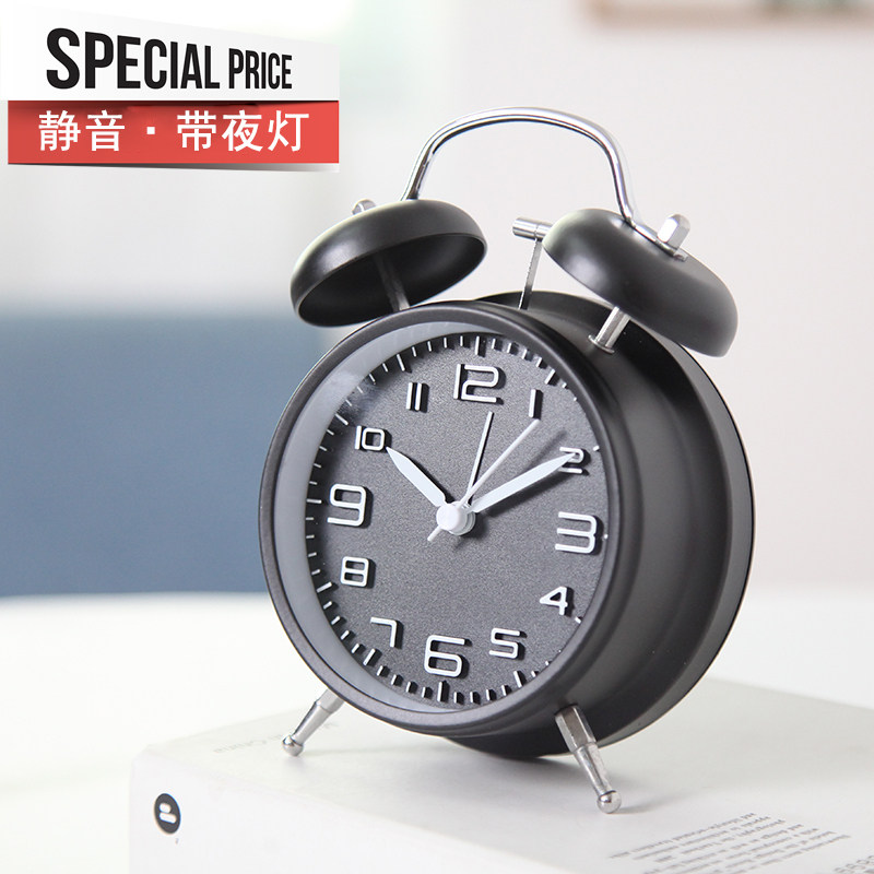 Alarm clock fashion students use minimal bedhead children digital clock bedroom super loud wake up artificial