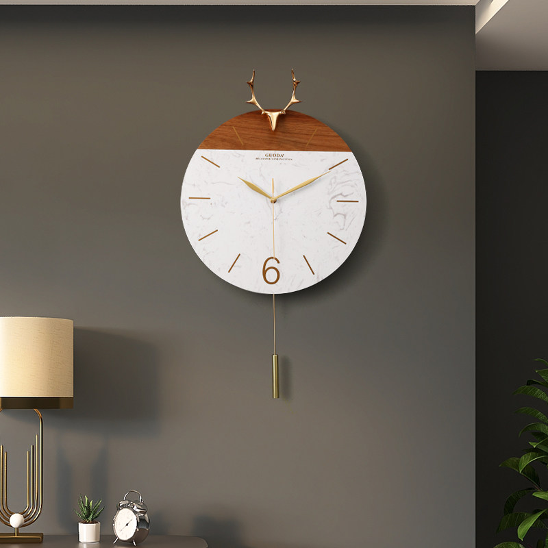Modern minimalist living-room light extravagant hanging bell Nordic home deer head clock bedroom creative hanging quartz hanging wall watches