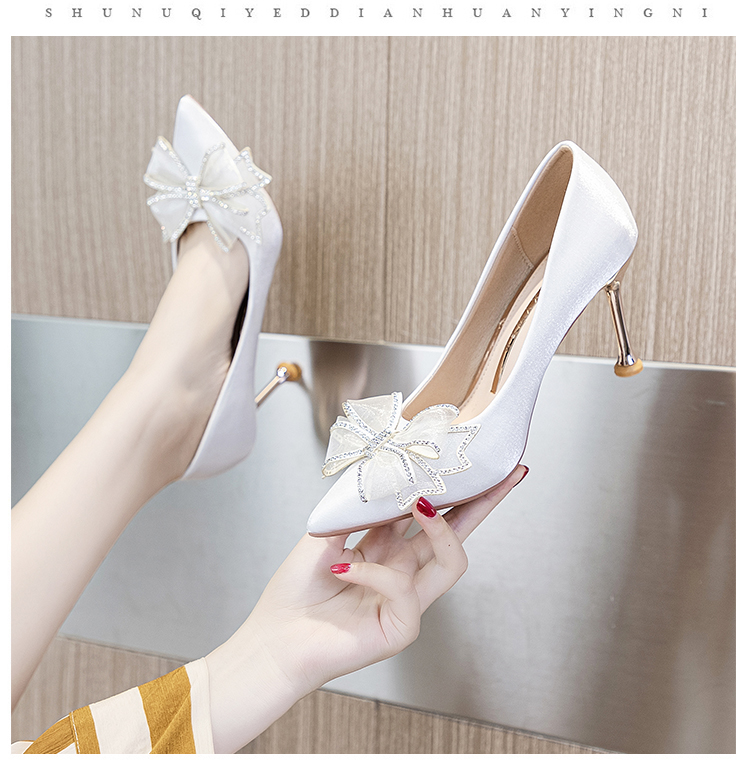 C9517 1380K GIÀY CAO GÓT NỮ RUOREAG THẮT NƠ BƯỚM MŨI NHỌN GÓT NHỌN DÙNG TRONG LỄ CƯỚI GIÀY DÉP NỮ G04 SẢN PHẨM MỚI