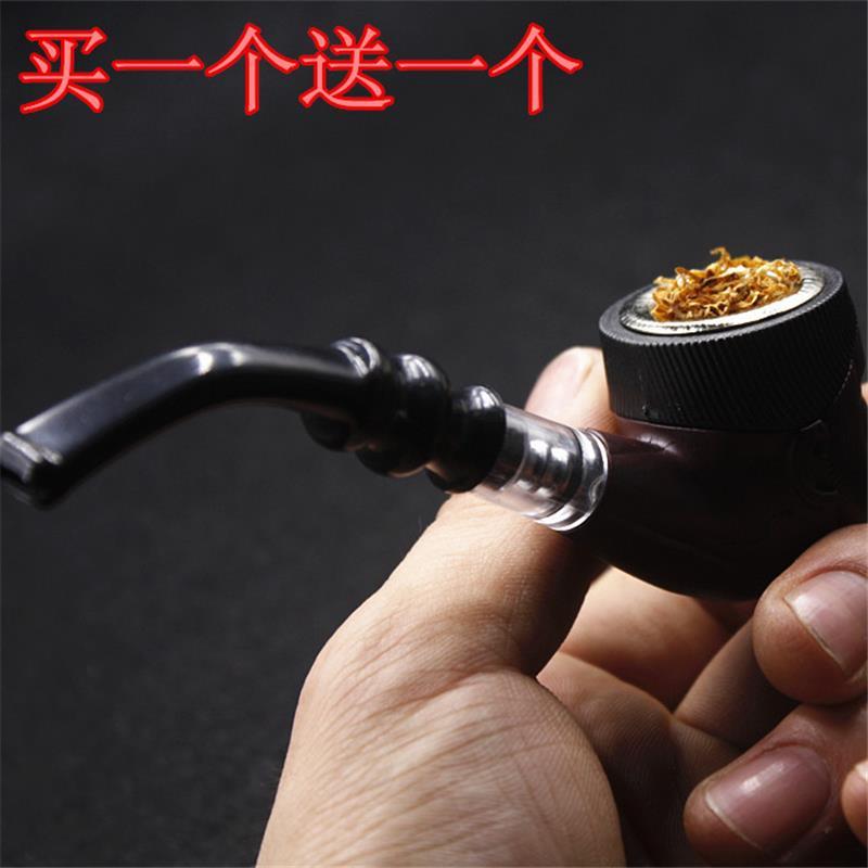 Curved filter handmade ebony men's iron pot dual-purpose pipe tobacco bag imported pipe non-solid wood old-fashioned cigarette holder