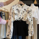 Recommended for self-retention~French heavy embroidery floral shirt women's spring ruffled top