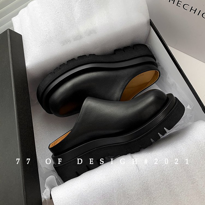 Platform Thick-Soled Slip-On Half-Slippers for Women, New Model for Fitting Rooms, Height-Increasing, Large Sizes 41-43