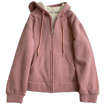 Japanese retro casual zipper jacket for women 2022 autumn and winter new style bf lazy loose plus velvet thickened cardigan top