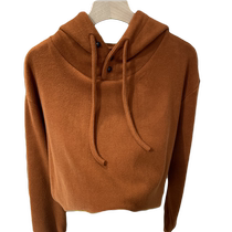 DeRong brushed button hooded sweatshirt for women 2022 autumn and winter new niche design loose inner warm top