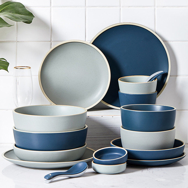 Porcelain Wood Together Creative Personality Mesh Red Home Dishes Nordic Ceramic Large Horn Heat Resistant Soup Bowls Dish Bowl Cutlery