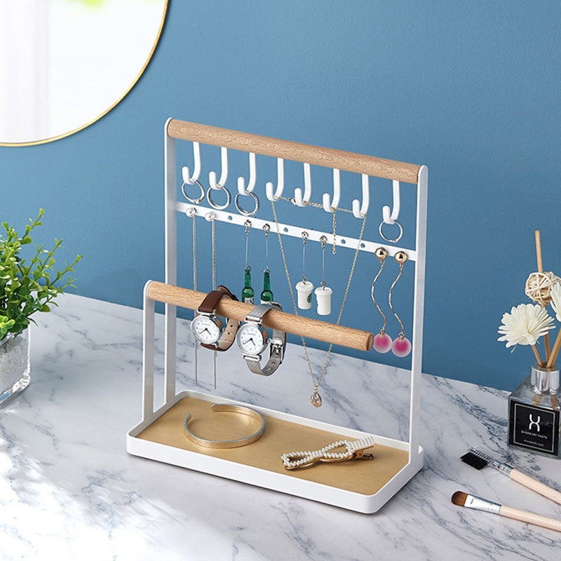 Porcelain wood a Nordic home table jewelry rack earring necklace storage rack watch hanger multi-functional display stand
