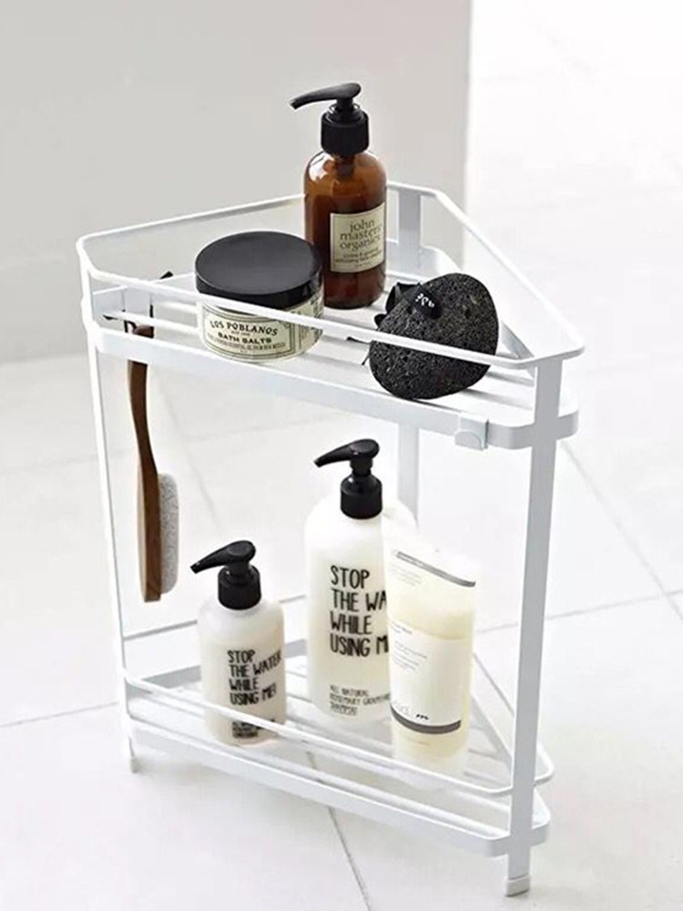 Corner triangle floor-to-ceiling bathroom shelf Shower room punch-free toilet powder room toilet storage shelf