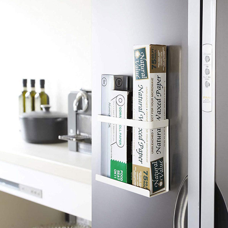 Porcelain wood together Nordic Kitchen Magnetic Attraction Free of perforated Preservation Film Containing shelf Refrigerator wall-mounted Sauce Bottle Shelve