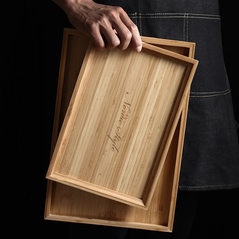 Custom living room Japanese bamboo wood Wooden rectangular tray Household breakfast dining room Solid wood bamboo tea plate Fruit plate