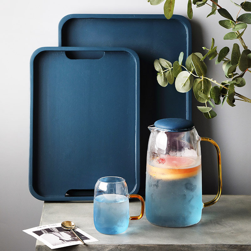 Porcelain wood together custom logo Japanese style home tea table Wooden Tray Breakfast rectangular tea tray wooden tray fruit tray