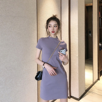 HSW Platycodon Skirt Retro Style Dress Children Summer 2021 New Gentleness Wind Collection Waist Display Slim Purple Tandem Dress