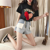 HSW Ocean Gas Aging Playful T-shirt Denim Shorts Fashion Suit Women Xia Han Version of Thin Temperament Net Red two sets