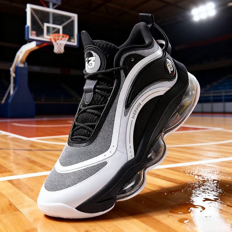 Iverson 2Nd Generation Youth Basketball Shoes Men's Summer Breathable Sports Shoes Full Air Cushion Low-Top Shock-Absorbing Practical Sneakers