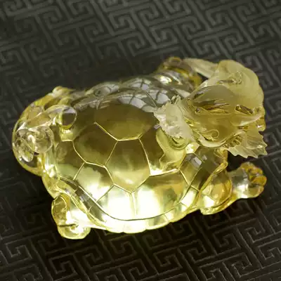 Heather bamboo natural yellow crystal dragon tortoise pendant play ornaments yellow crystal dragon turtle home accessories gift