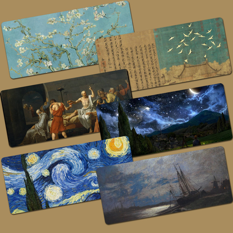 Mega Slip Rat Mat Van High Starry Sky Thickened Lock Edge Apricot China Wind Ancient Wind King Xi Yuki Art Mythical Keyboard Mat Table Mat Keyboard Cushion Lock Side Thickened Creative Minima Custom Set For Men And Women