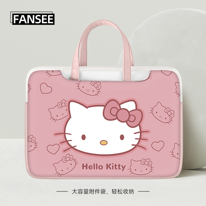 Hello Kitty Cat Laptop Bag Suitable for Huawei Matebook, Apple MacBook Air 14inch, Xiaoxin 13.3, Xiaomi Protective Case 15.6, Tablet 11, Can Be Worn Cross-Body Computer Bag