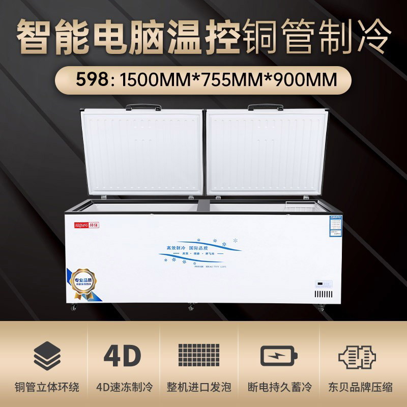 Heqiang BD-BC598 commercial large-capacity horizontal refrigerated copper tube single-temperature freezer