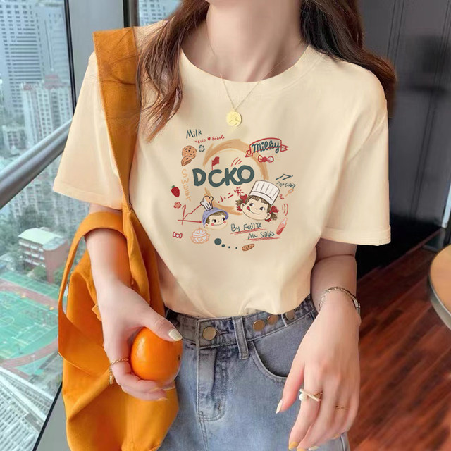 Front shoulder pure cotton short-sleeved t-shirt women's early spring and summer 2023 new loose white t-shirt bottoming half-sleeved top tide