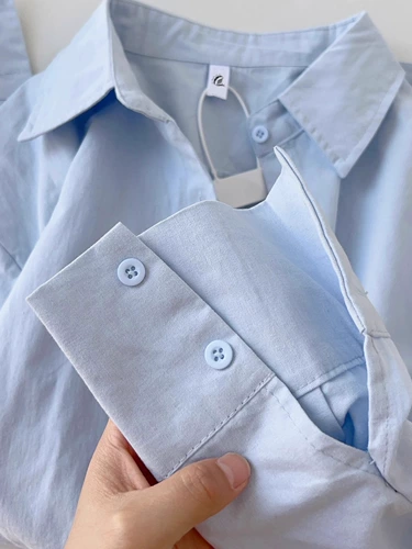 Синяя демисезонная весенняя рубашка, лонгслив, подходит для подростков