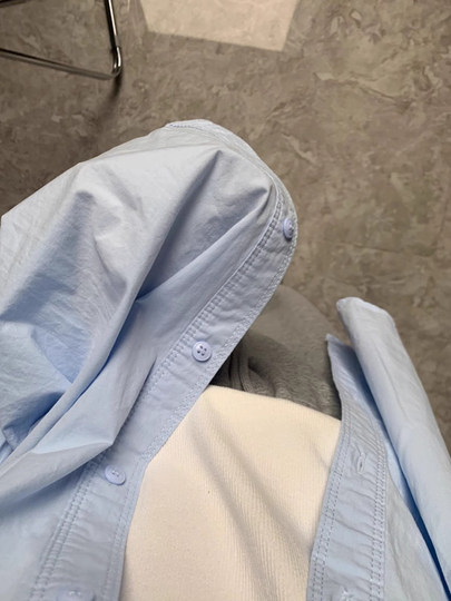 韩系休闲蓝色衬衫女春夏2025新款衬衣小个子宽松防晒长袖上衣外套