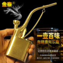 Jintai pure copper water pipe hookah full set of smoking bag hookah pipe vintage cigarette pipe dual-purpose filter cigarette nozzle