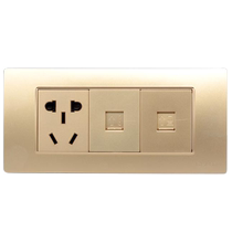 Chint switch socket type 118 champagne gold three-pin three-pin one-plug three-hole five-hole socket telephone computer 5D