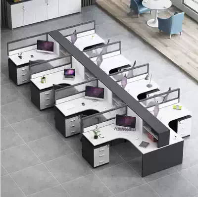 Screen office desk and chair combination Simple modern computer desk 4-person employee 6-station office desk Office