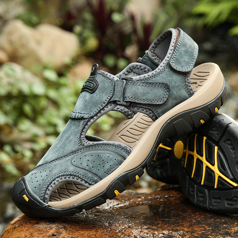 Men's Leather Sandals 2022 New Summer Outdoor Beach Shoes Men's Size Dad Shoes Soft Sole Non Slip Sandals Shoes