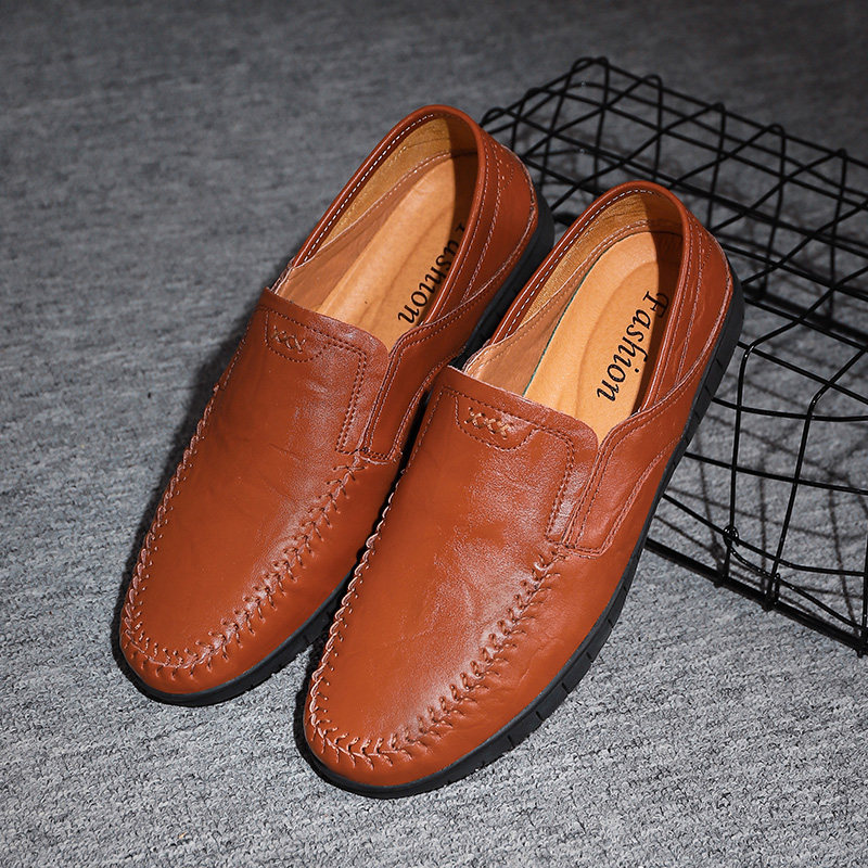 Tang Yan men's shoes winter soft-soled leather shoes men's breathable men's business casual shoes lazy driving peas shoes lazy