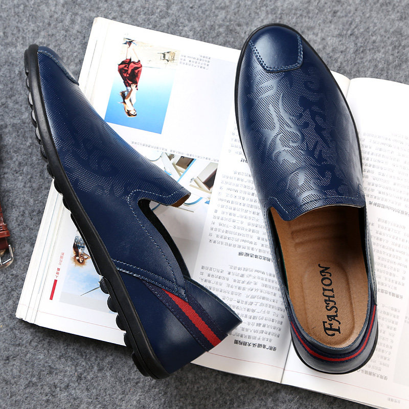 Winter men's shoes genuine leather soft bottom soft face leather men legue-bean shoes Han version casual leather shoes male sloths with pointy shoes