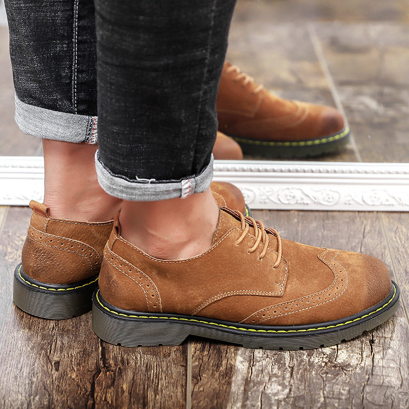 Martin Shoe Men's Winter Han Edition Inron Leisure boots Men's overalls Head leather shoes men's 100 hitch fashion shoes men