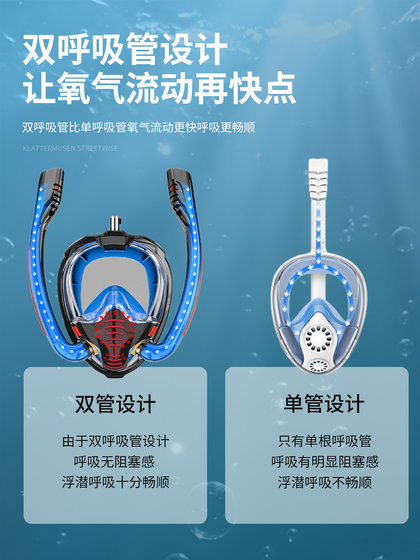 Sp-X Double-Tube Snorkeling Mask Professional Diving Goggles for Adults Anti-Fog Underwater Breathing Equipment Swimming Full Face Dry Type
