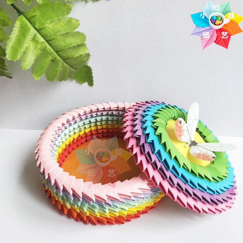 Hand Folded Paper Triangle Inserts Original Love Box Round Seven Color Box Desktop Containing Box Material Package Semi-finished Products