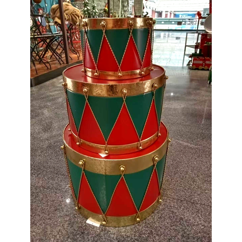 Free Shipping Promotion: American-Style Vintage Iron Christmas Set with Three Drums, Unique Christmas Decorations, Sold as a Set and Not Separately