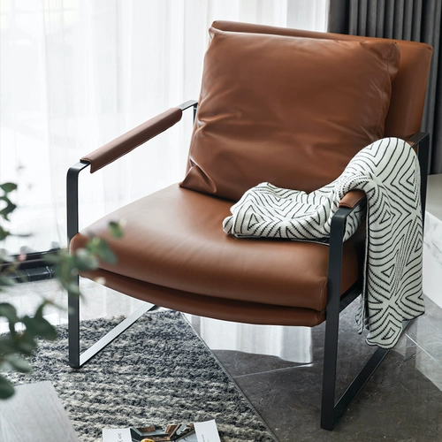 Северная кожа минималистская световая роскошная диван -стул однопомол дизайнерский повседневный стул Простой балкон гостиная кресло подложек