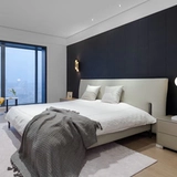 Кожаная кровать в промышленном стиле современный стиль главная спальня с большой кровать