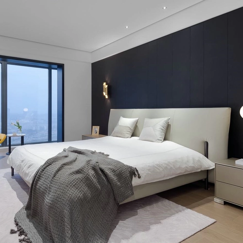 Кожаная кровать в промышленном стиле современный стиль главная спальня с большой кровать