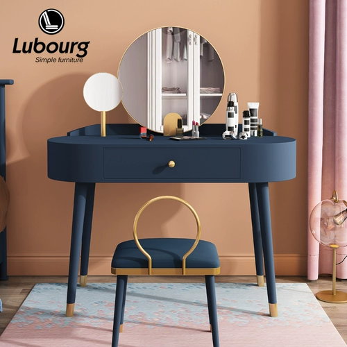 Современный и минималистичный туалетный столик для спальни, система хранения из натурального дерева с подсветкой