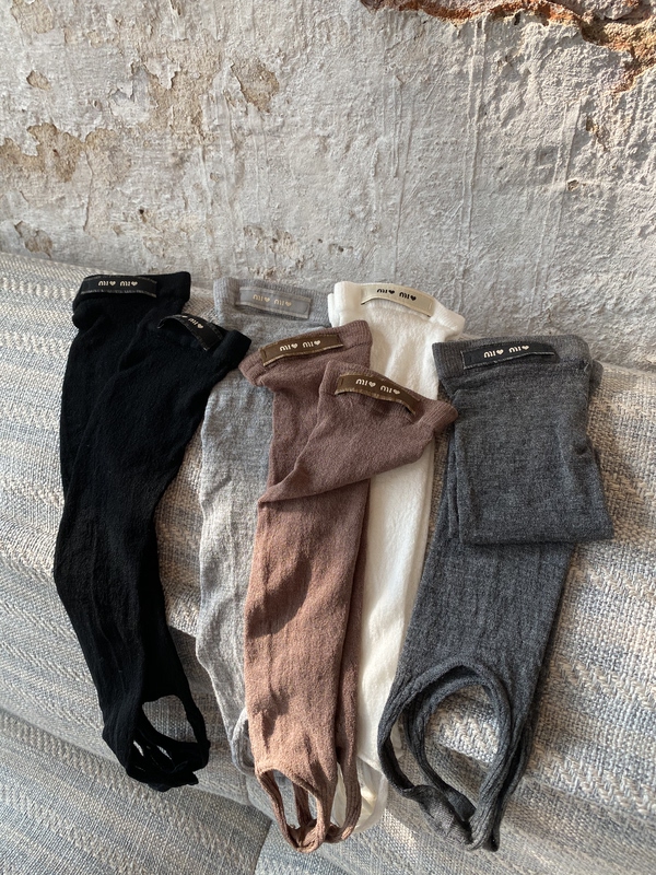 Juxian's Stirups Miu Feng Semi-Sheer Socks with Letter Logo, Ballet-Style Mid-Calf Socks, Spring and Summer Show Style Women's Socks