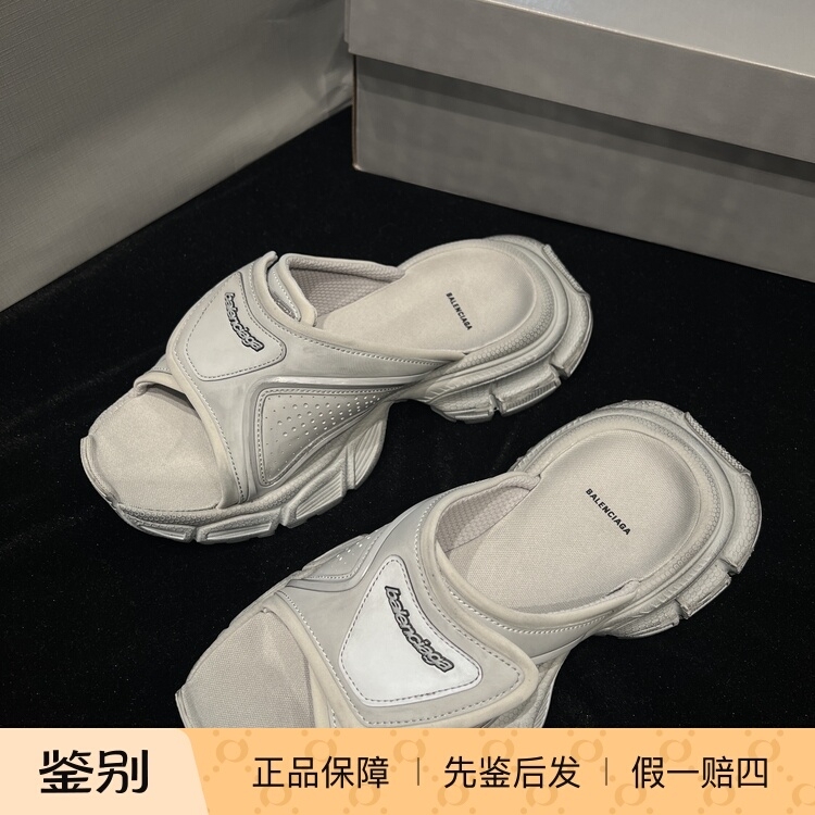 【Individual Item Inspection】Balenciaga/Paris Balenciaga 3XL Velcro Gray Half-Slip Slippers 【Individual Item Inspection】Balenciaga/Paris Balenciaga 3XL Velcro Gray Half-Slip Slippers