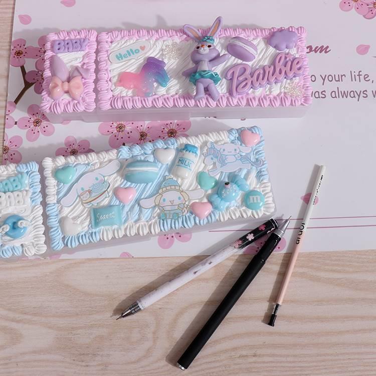 dly cream glue text handmade stationery box cream glue pencil box material package boys and girls student stationery
