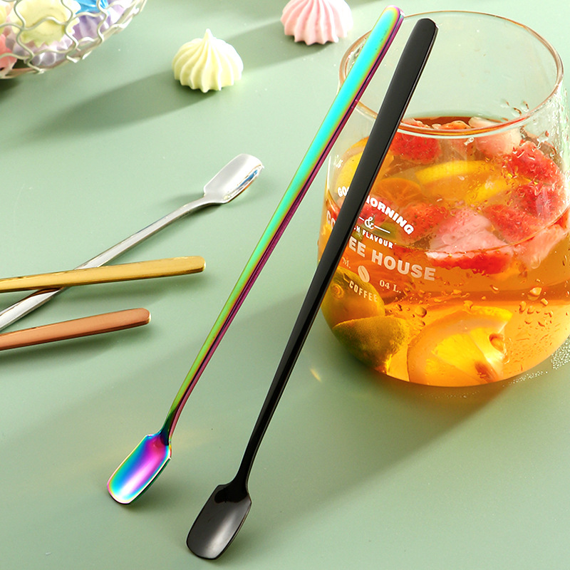 304 stainless steel long - handled sand - ice spoon Mark cup of milk tea honey coffee mixing spoon bar dip spoon