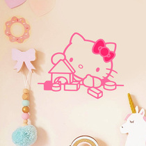 kitty building blocks cute cartoon wall stickers Hello kitty decorative stickers waterproof tile glass door stickers