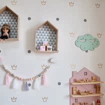 Nordic ins minimalist style crown creative wall stickers childrens room layout bedroom warm decoration waterproof small sticker