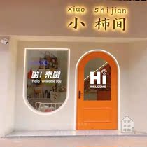 hi welcome to the ins and brief text fried chicken sweet milk tea children clothing clothing shop wall deco glass stickers