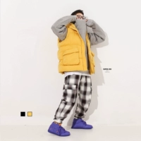 Mùa thu và mùa đông đất nước thủy triều dày hip-hop dụng cụ bánh mì bông vest thủy triều thương hiệu áo khoác nam áo khoác cotton Mỹ áo khoác dày - Áo vest cotton áo khoác không tay nam
