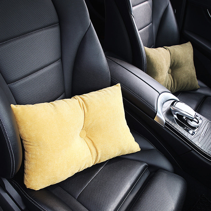 Solid color car pillow car pillow car lumbar pillow car cartoon cute four seasons car interior supplies