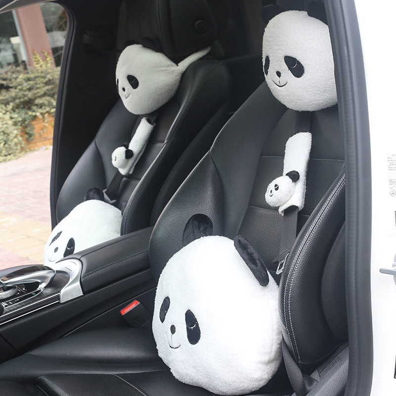 Cute black and white panda Car pillow Neck Pillow Inner adornment Car holding pillow waist leans against suit shoulder strap pair of women