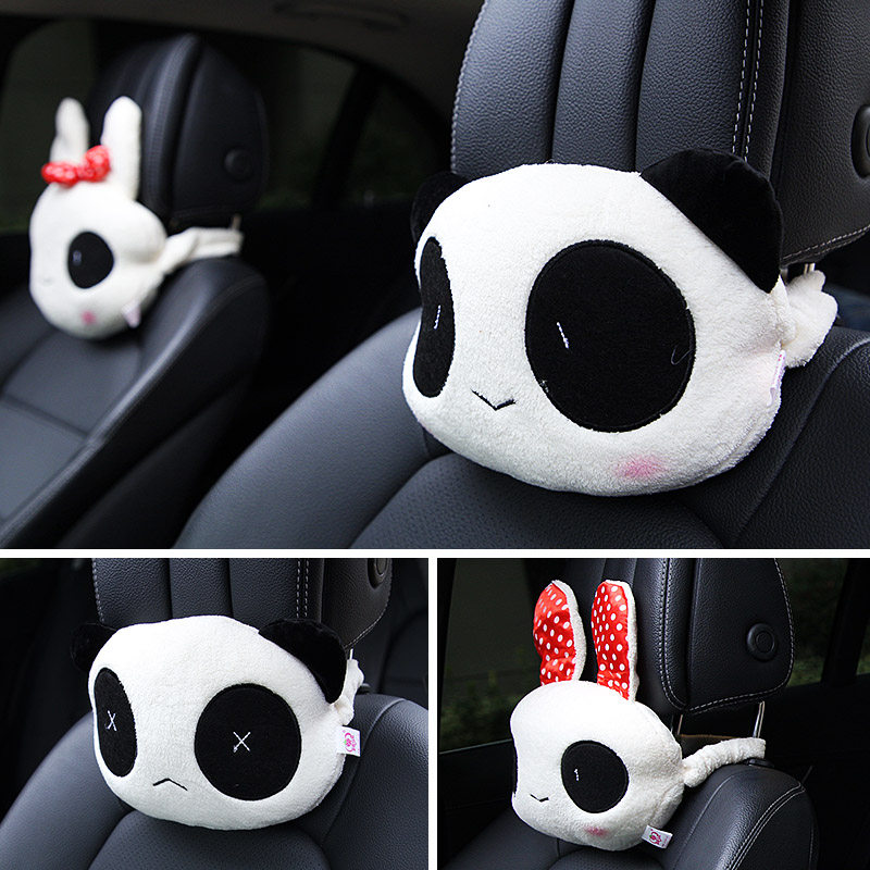 Winter Cute Cartoon Plush Panda Car Headrests Rely on Pillows Car Neck Pillow Cushions Lady Universal Ornaments-Taobao